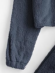 ZAFUL Women's Fuzzy Lounge Casual Pajamas Sets Long