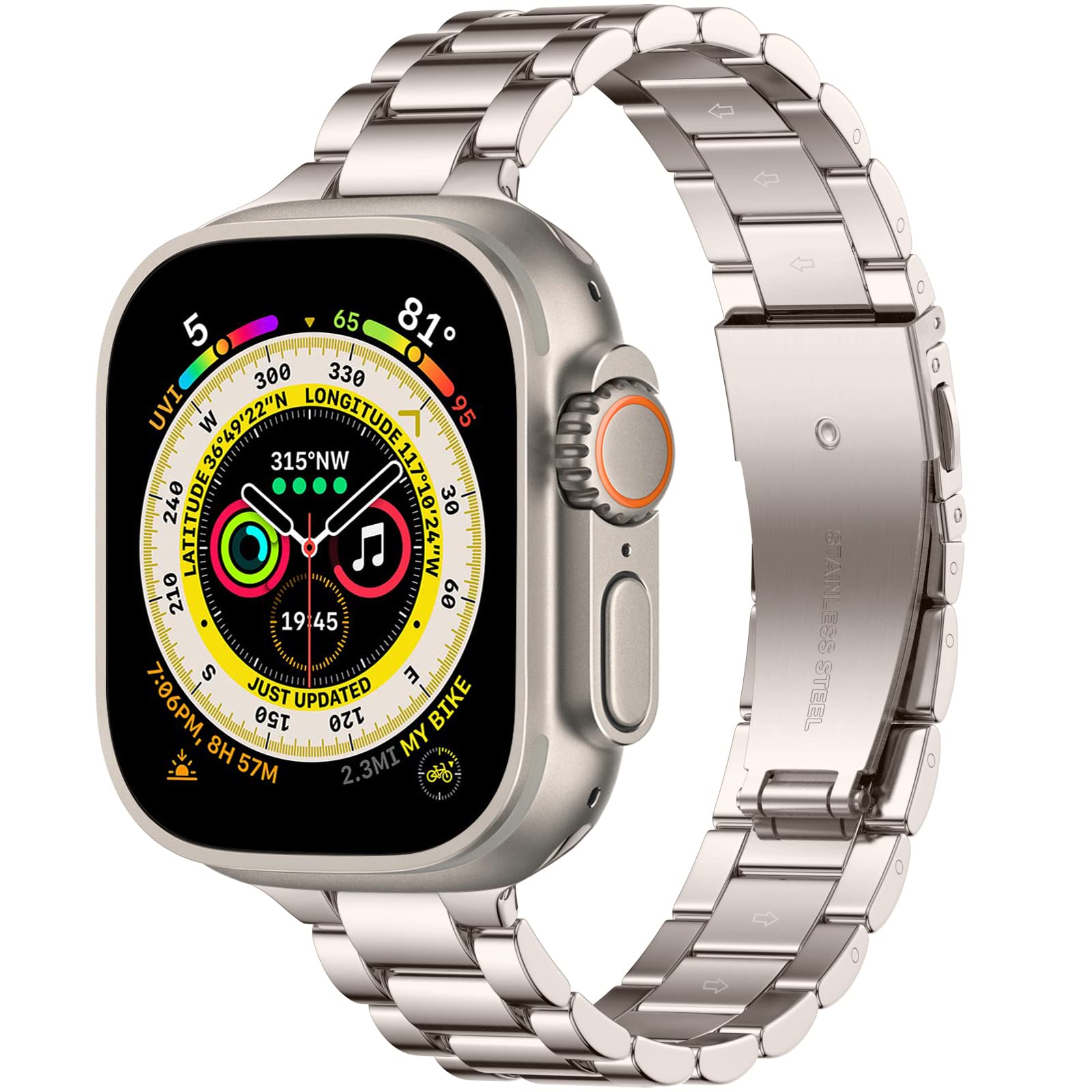 Wepro Straps Compatible with Apple Watch Strap 44mm 42mm 45mm 46mm 49mm, Stainless Steel Slim Replacement Metal Apple Watch Series 11 10 9 8 7 6 5 4 3 2 1/SE 3 Strap/SE2/SE/Ultra, Starlight