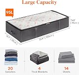 Lifewit 4 Pack 95L Under Bed Storage Boxes with Reinforced Handle - Grey view 2