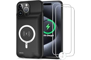 BOVSRT Battery Case for iPhone 15 Pro, [10000mAh] Enhanced Portable Protective Smart Qi Wireless Charger Case Battery Pack with CarPlay Wireless Charging Case Compatible for iPhone 15 Pro (6.1 inch)-Black