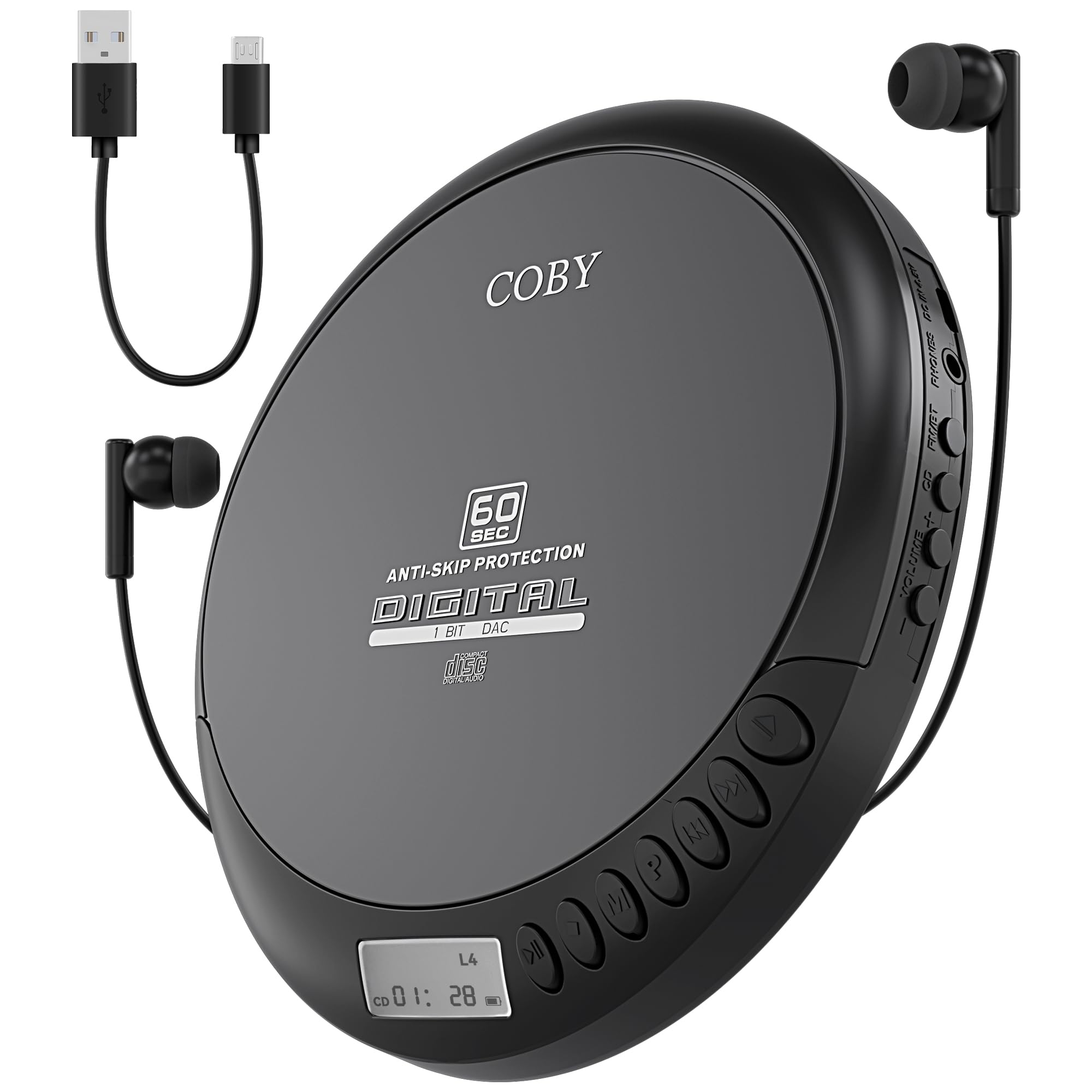 Coby Portable CD Player with Headphones, FM Radio