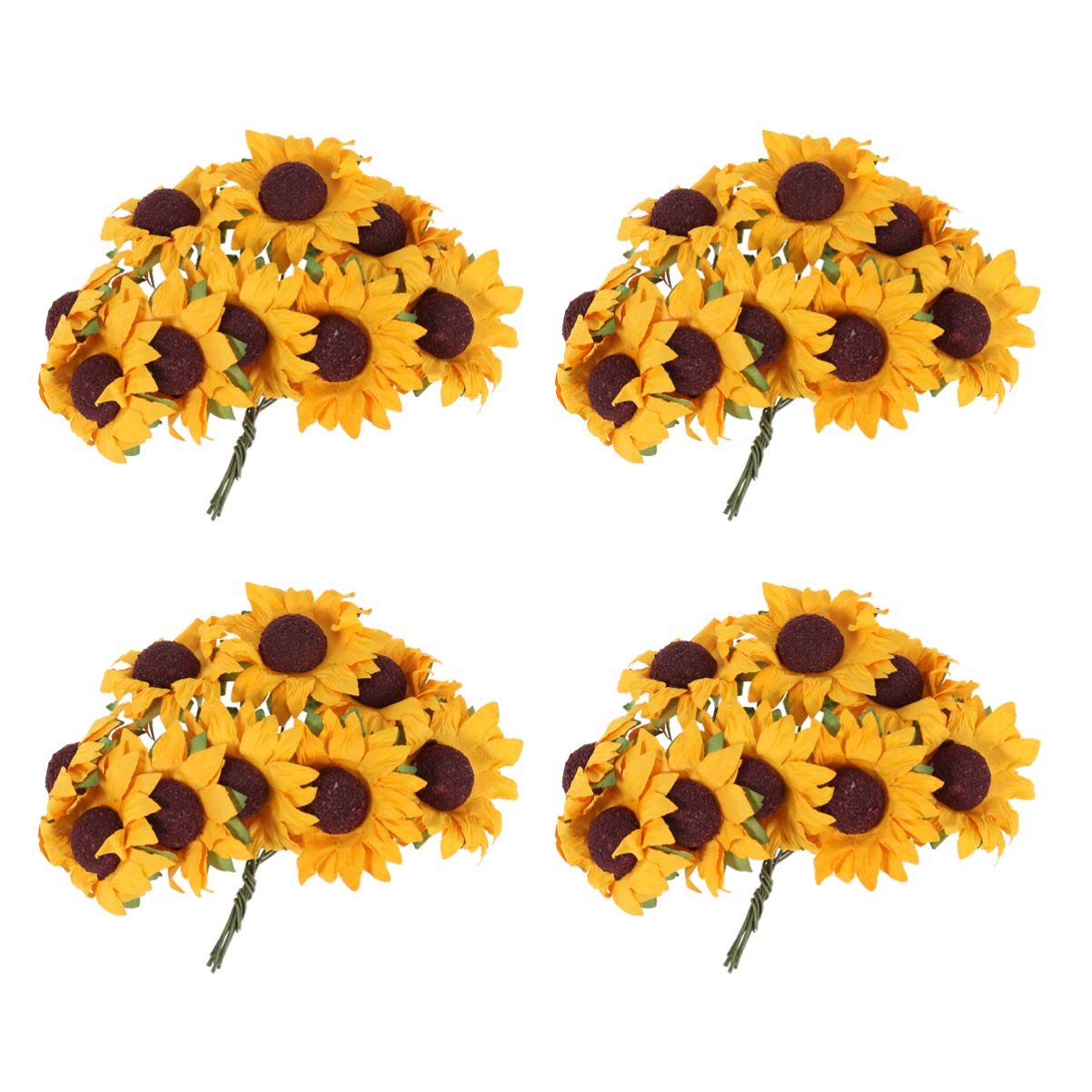 FOMIYES 100pcs Chic Mini Artificial Sunflower Orange Paper Sunlower Head Bouquet Wedding Card Decor Craft DIY
