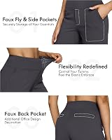 G4Free Yoga Pants with Pockets Wide Leg Trousers Women UK Dress Tall Dark Grey view 4