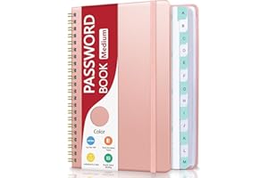 Homlive Spiral Password Book with Individual Alphabetical Tabs, Hardcover Password Keeper Book for Seniors, Password Notebook for Home or Office & Website Address Login-Rose Gold, 5.7" x 7.7"