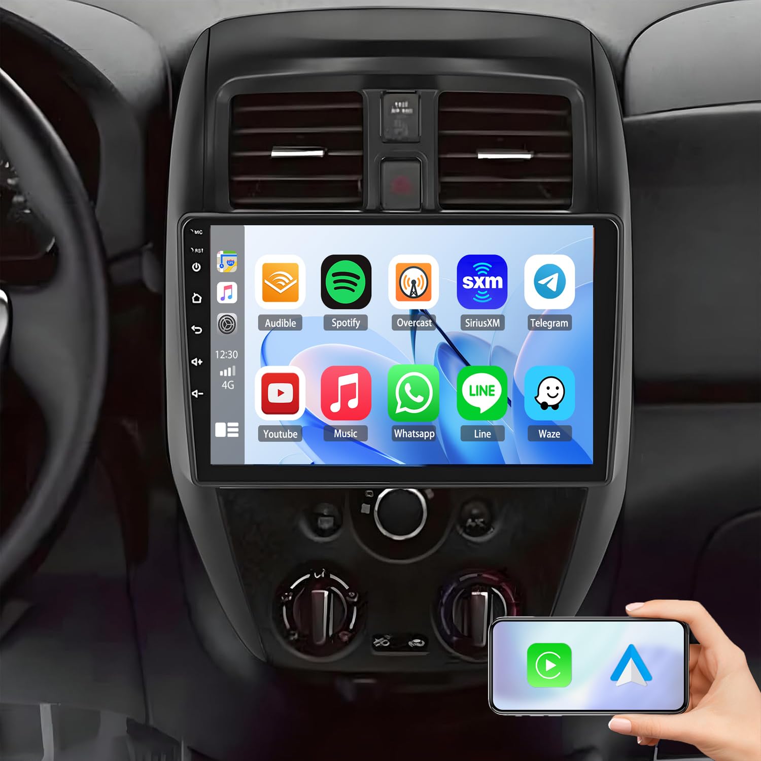 Photo 1 of 10 Inch Car Radio Stereo for Nissan Versa Sedan 2015 2016 2017 2018 2019 with CarPlay & Android Auto,Double Din Touchscreen for Versa Radio w/GPS/Bluetooth/WiFi/FM/RDS/AUX-in/SWC+ AHD Backup Camera