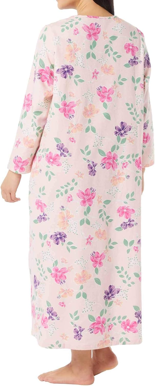AmeriMark Women’s Floral Print Flannel Long Night Gown – 100% Cotton Sleep Dress at  Women’s Clothing store