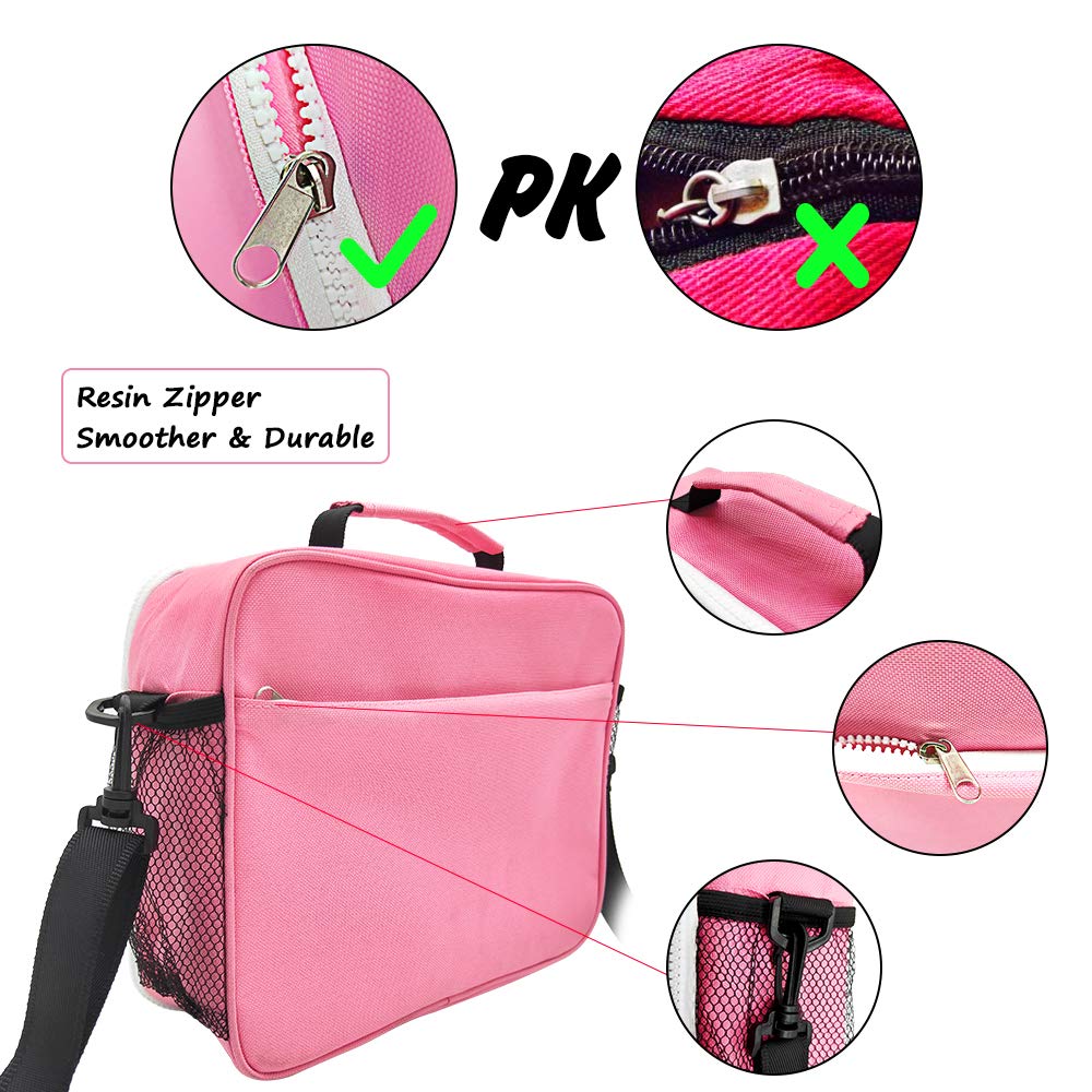 Insulated Unicorn Lunch Bag for Girls, Flippy Sequin Kids Lunch Box with Shoulder Strap and Compartment, Childrens Picnic Cooler Bag with Bottle Holder, Personalised Lunch Tote Bag for School