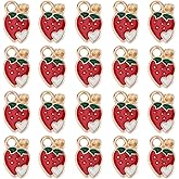 SUNNYCLUE 1 Box 80Pcs Enamel Strawberry Charms Enamel Strawberry Charms Alloy Metal Strawberries Mini Faux Spring Summer Food Pendants for Jewelry Making Crafting Necklaces Earrings Keychain Bracelets
