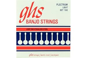GHS Strings - 4-String Banjo Strings - Plectrum Banjo - Stainless Steel - Light Gauge - 011-026 - Model: 190 SET