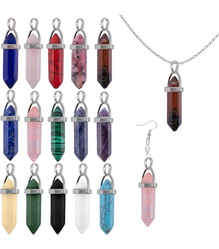 New 24pcs crystal stone Healing Pointed Chakra Pendants Hexagonal Gemstones Amazon.com: 24Pcs Healing Crystals Stones Sets, Hexagonal  main image 2