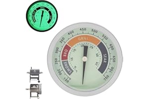 PETKAO 3 1/8" Smoker Thermometer Gauge for Masterbuilt Thermometer, All Oklahoma Joe Smoker Accessories,Char-Griller, Pit Boss,Most Charcoal Pellet Wood Pit Grills,1/2 NPT Luminous Charcoal Grill Thermometer