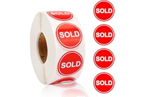 BLSUREFYX 800 PCS Sold Stickers 1 Inch Round Sold Point of Sale Pricing Labels Self-Adhesive Roll up Inventory Control Labels for Shop Yard Sale Retail Store Use Red