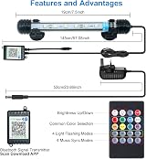 VARMHUS Submersible LED Aquarium Light with Remote APP Control 12V 29 Modes view 4
