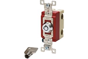 Bryant Electric 4902RKL Locking Type Switch, Barrel-Key, Double Pole, Industrial Specification Grade, 20 Amp, 120/277V, Stainless Steel