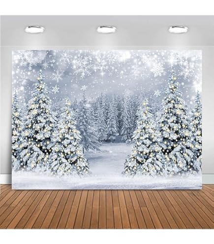 Renaiss 5x3ft Winter Wonderland Snow Scene Backdrop Forest Snow - View #2