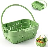Foldable Hanging Sink Drain Basket &ndash; Stretchable Kitchen Colander with Flip Cover, Space Saving Food Strainer &amp; Faucet Storage Rack for Fruits, Vegetables, Utensils &amp; Kitchen Organization