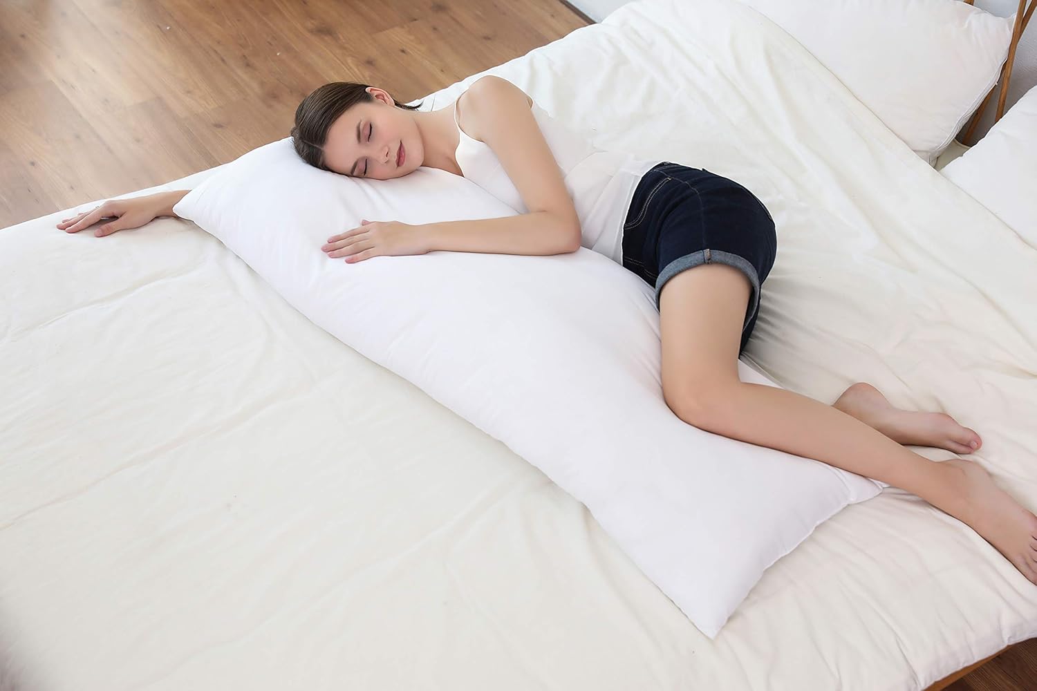 EVOLIVE Ultra Soft to Medium Density Microfiber Body Pillow, Long Side Sleeping Pillow for Adult and Pregnancy (White, 20"x54" Body Pillow): Home & Kitchen