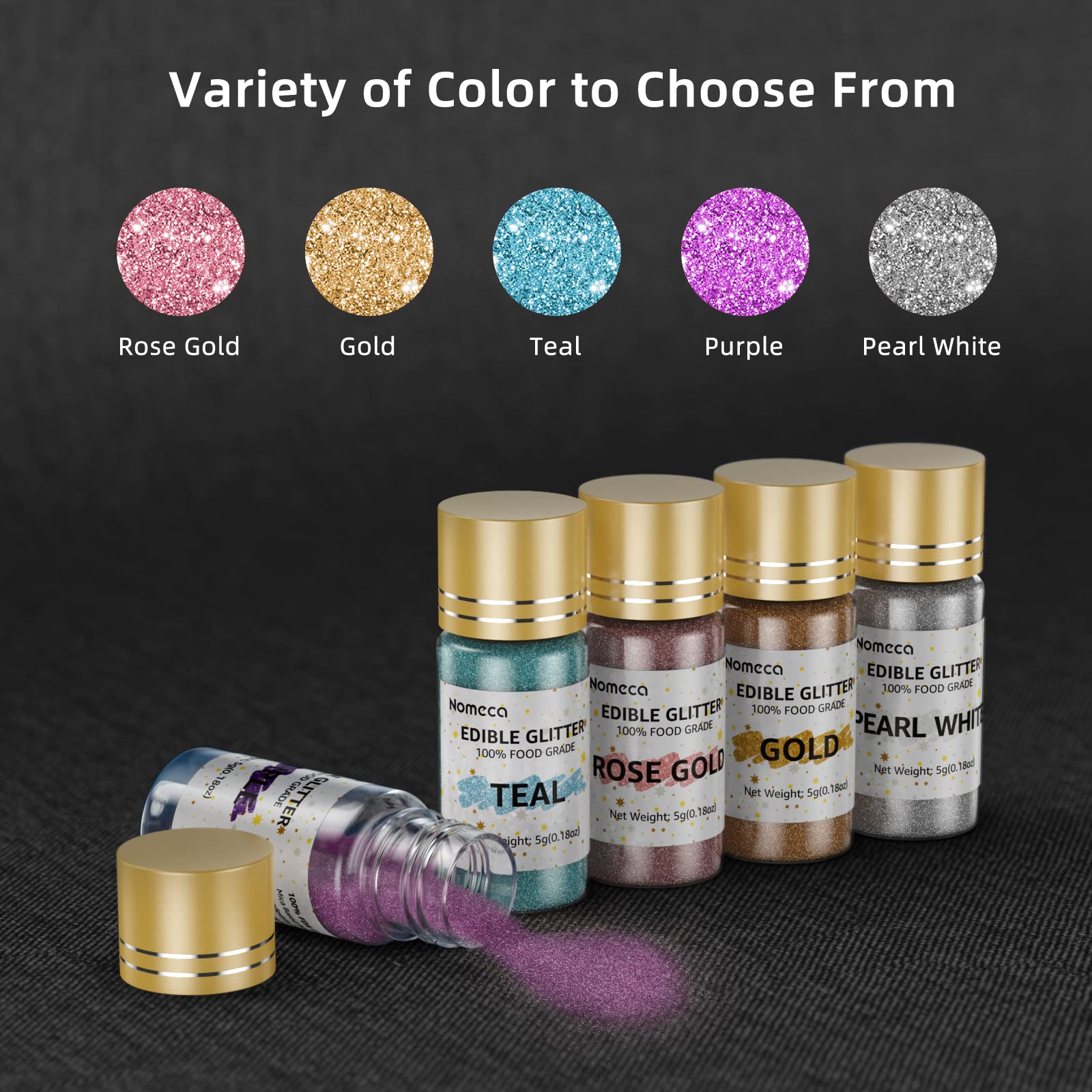 Edible Glitter for Drinks, 5g Edible Shimmer for DIY Wine Cocktails Champagne Beverages, Food Grade Coloring Gold Glitter Dust Kosher & Halal Certified, Vegan, Gluten Free, Nut Free Dye