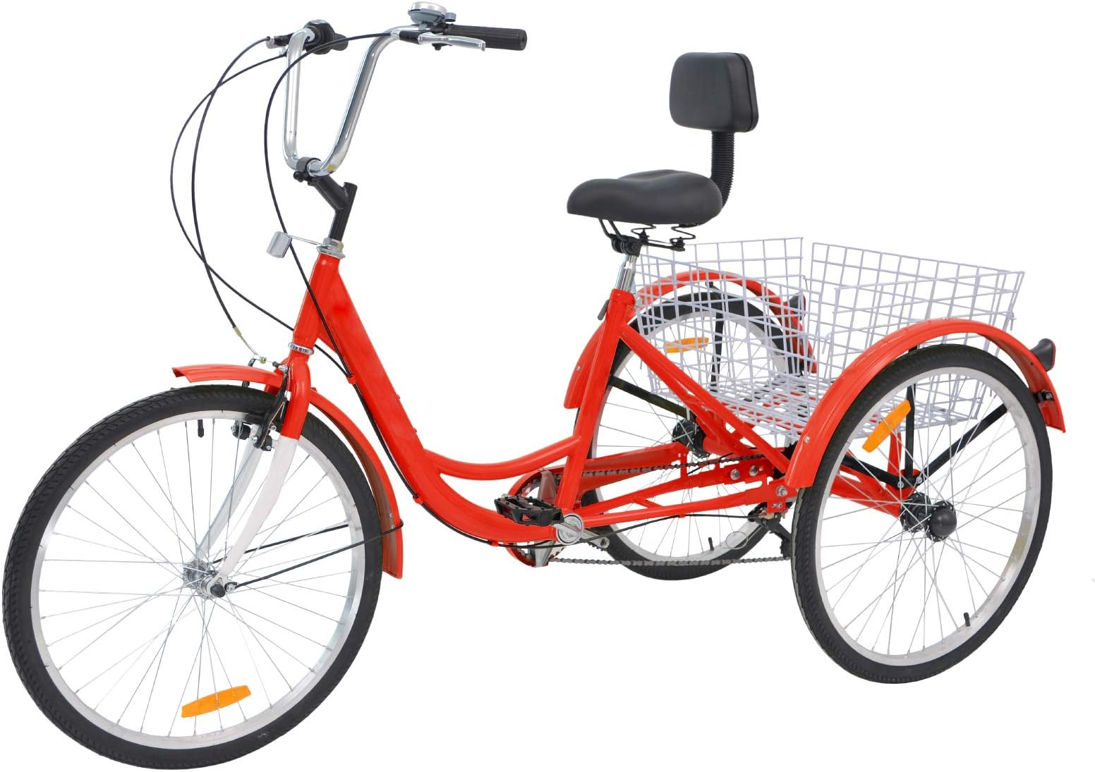MOPHOTO Adult Tricycles Three Wheel Cruiser Bike 7 Speed, Adult Trikes 24/26 inch Wheels Low Step-Through, Three-Wheeled Bicycles with Cargo Basket for Women, Men, Seniors