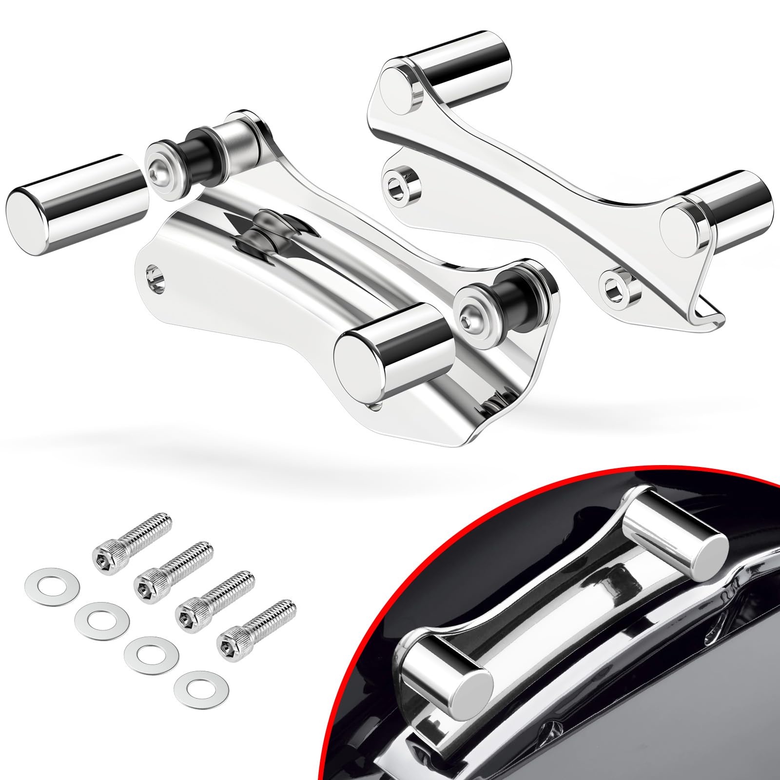 Harley 52300353 Docking Points 4-Point Docking Hardware Kit For Harley  Touring Models - Chrome Mounting Kit For Backrest \u0026 Luggage Rack Quad Lock  Bike Mount, image size:1600x1600