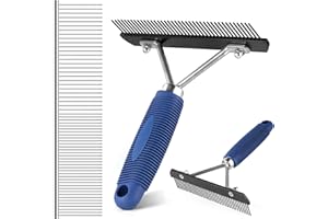 TSXUREPAW Undercoat Rake for Dogs, Long Tooth Grooming Rake + Stainless Steel Shedding Comb, Deshedding Brushes for Large Pet Horse Longhair Cat, German Shepherd Husky Brush