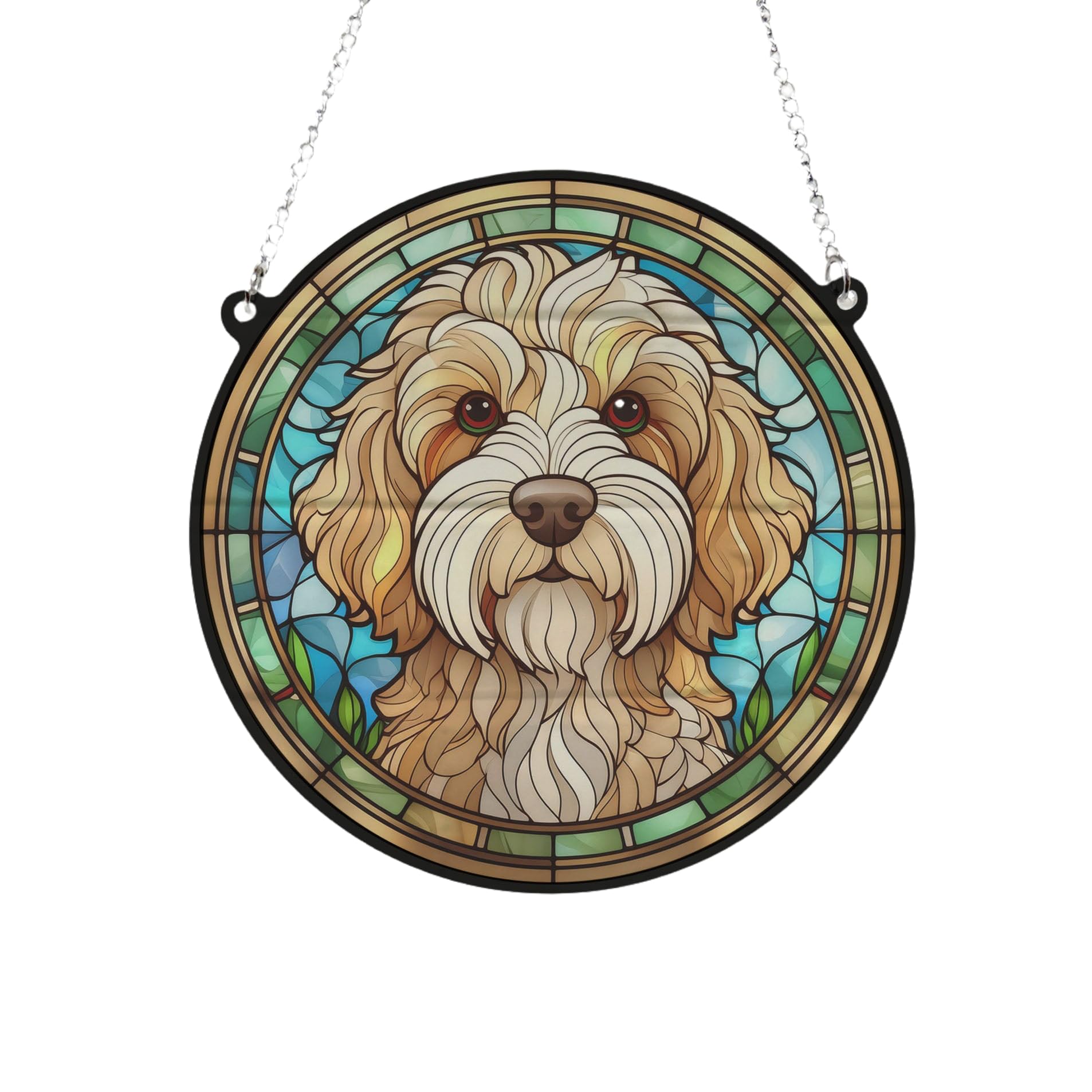 Cockapoo Apricot Stained Glass Effect Suncatcher Gift for Dog Lovers - 19cm
