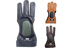 Hunt & Seek Cow Leather Three Finger Archery Glove for Recurve & Compound Bow – Finger Tab Accessory