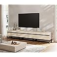WAMPAT Modern TV Stand for TVs up to 110 inch, 3 in 1 Entertainment Center TV Console with Storage Cabinets and Metal Base,Media Console for Living Room,Light Oak