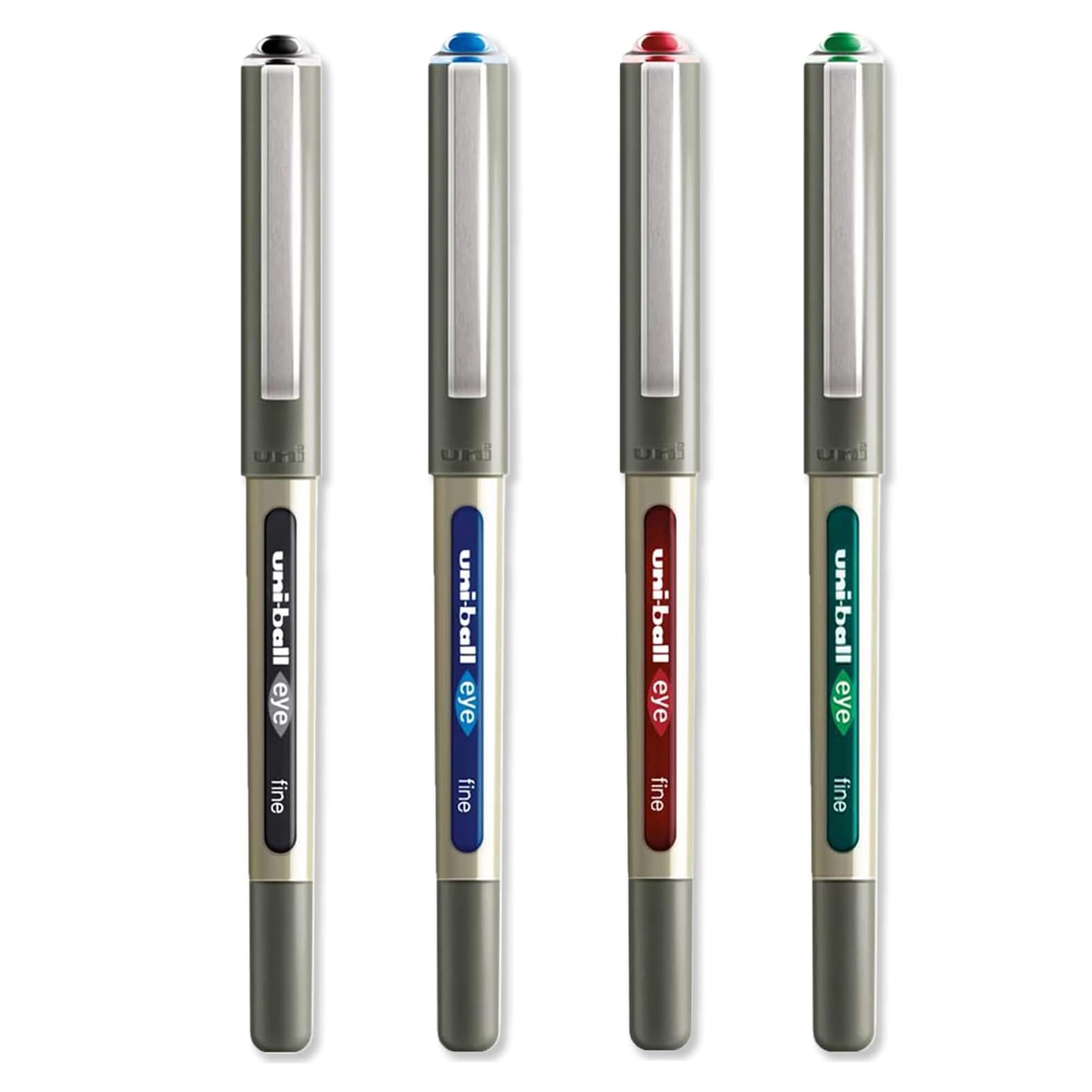 uni-ball EYE - UB-157E Rollerball Pens - 0.7mm Nib - Black, Blue, Red, Green - Pack of 4