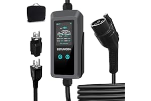 BETUMODA Level 1 &2 EV Charger, 16A, Adjustable Current & Timing Delay, 25FT, 110V–240V, NEMA 5-15 & 6-20 Plugs, J1772 Electric Car Charger for All EVs/PHEVs(Tesla Needs Adapter)