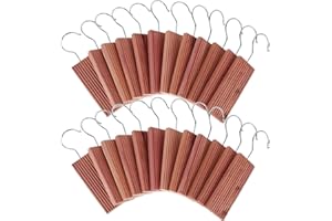 Cedar Blocks for Clothes Storage, 24 Pack Planks w Metal Hooks, 100% Cedar Wood for Closets, Scented Cedarwood Hang Ups Balls
