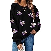 Mardi Gras Sweatshirt for Women Carnival Sequin Sparkle Sweater Purple Masks Crewneck Long Sleeve