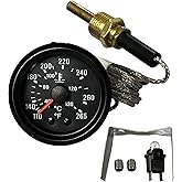 2" 52mm Mechanical Water Temperature Temp Gauge 110-265℉, with Sensor NPT 1/2, 1.8m Wire Length 12V