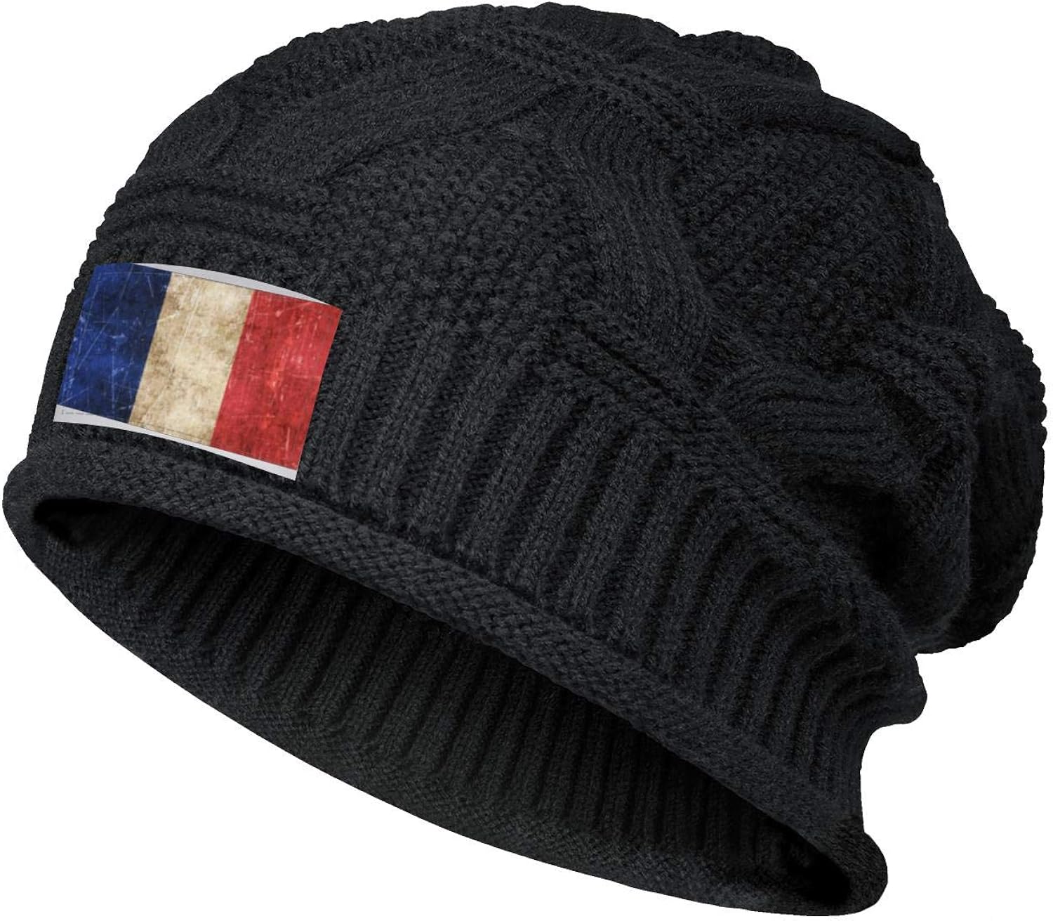 Unisex Beanie Hat FranceFlagVintageAgedandScratched