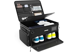 Jaffzora 4-Layer Golf Trunk Organizer, Golfer Gifts for Men Women with Separate Ventilated Compartment for 2 Pairs Shoes, Waterproof Car Golf Locker Storage Bag for Golf Gear and Accessories,Black