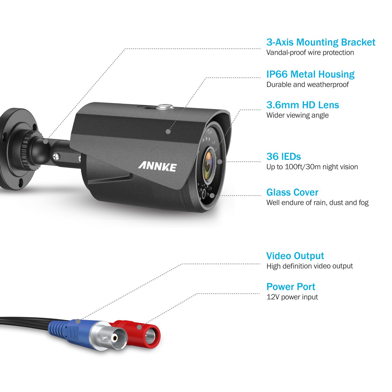 ANNKE 8CH Wired Security Camera System Outdoor, H.265+ Surveillance DVR Recorder with 8 x 1080p