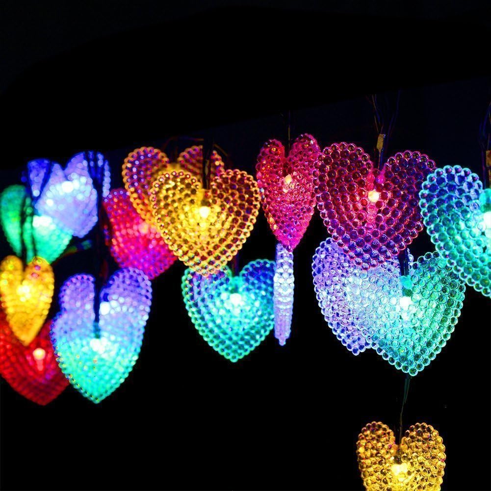 Solar String Lights,KINGCOO 20ft 30LED Love Heart Shape Waterproof Christmas Solar Starry Fairy Decorative Lights with 8 Modes for Halloween Garden Wedding Party Home Patio(Multicolor) - Image 3