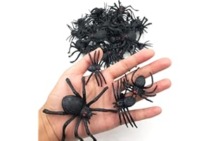 kockuu 46pcs Realistic Plastic Spider Toys Fake Spider Prank Prop Joke Spiders and Spider Rings for Halloween Party Decorations Gift Party Favors Trick Toys Kids Toddlers April Fool's Day Prank Gifts