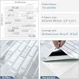 DEWOO Crystal Self Adhesive Peel and Stick Marble Tile 12x12 Grey 10-Sheet view 6