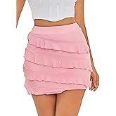 HOCILLE Women's Sexy Bodycon Mini Skirt Above Knee Mesh Ruched Short Pencil Club Party Skirts