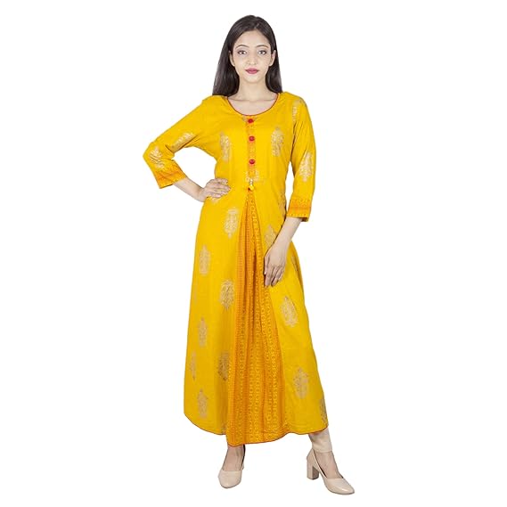 yellow color one piece dress