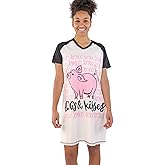 Lazy One Women's Nightgown, Funny V-Neck Sleep Shirt for Women, Novelty Pajama Tees