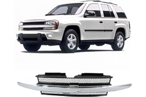 Perfit Liner New Front Gray Grille Grill Compatible with 2002 2003 2004 2005 Chevrolet Trailblazer EXT GM1200477 10358128