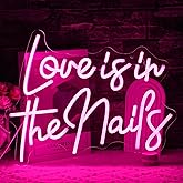 LULANMP "Love is in the nails" Neon Sign Nail Neon Light Pink LED Sign Letter Neon Light Up Sign for Nail Salon Beauty Salon Makeup Room Decoration(16.5 * 12.7)
