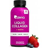 Zena Nutrition Liquid Collagen for Women, Healthier Skin, Hair &amp; Nail, Verisol Collagen Liquid, Biotin and Collagen Peptides Supplements for Women - 20oz