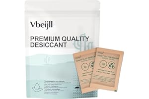 Vbeijll 2 Gram (100 Pack) Kraft Clay Desiccants Packs, Premium Food Grade Desiccant - Rechargeable Moisture Absorbers for Food Storage, Electronics, 3D Filament & Safes