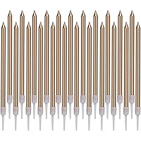 LUTER Metallic Birthday Candles in Holders Tall Birthday Cake Candles Long Thin Cupcake Candles for Birthday Wedding…