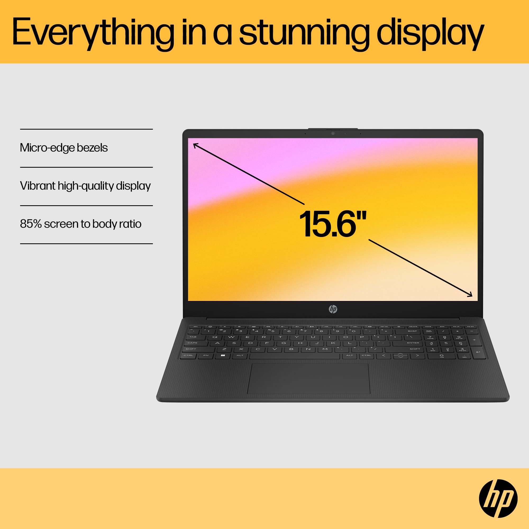 Hp 15.6&Quot; Laptop | Amd Ryzen 3 7320U Processor | 8 Gb Ram | 256 Gb Ssd | Amd Radeon Graphics | Fhd Display | Up To 11Hrs 15 Mins Battery | Windows 11 | Dual Speakers | Jet Black | 15-Fc0045Sa - View 6