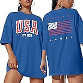 USA Shirt Women Oversize American Flag Shirts Patriotic T-Shirt America 250th Birthday Short Sleeve Tops