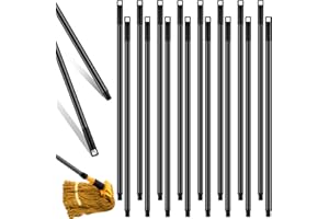 Gisafai 20 Pcs Broom Handle with Threaded Tip Powder Coated Broom Handle Metal Cleaning Pole with Plastic Thread Stick for Floor Brushes Replacement Cleaning Tools Accessories